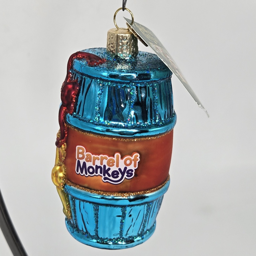 Old World Christmas Barrel of Monkeys Glass Christmas Tree Ornament New With Tag